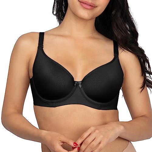 FallSweet Minimizer BHS Mit Bügel Damen Bequemer Tshirt BH Große Brüste (Schwarz, 80D) von FallSweet