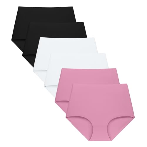 FallSweet No Show Slip mit hoher Taille Unterwäsche für Damen Seamless Panties(2schwarz2weiß2rr,M) von FallSweet