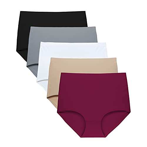 FallSweet No Show Slip mit hoher Taille Unterwäsche für Damen Seamless Panties, 5er Pack（Multi2,M von FallSweet