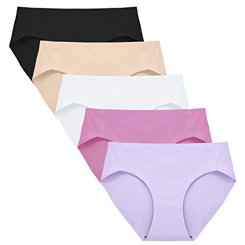 FallSweet Seamless Unterwäsche Damen Slips High Cut Slips Mittel Taille Soft Panties, 5er Pack (color2,L) von FallSweet