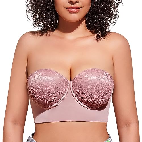 FallSweet Trägerloser BHS Damen Mit Bügel BH Trägerlos Große Brüste (Rosa, 100C) von FallSweet