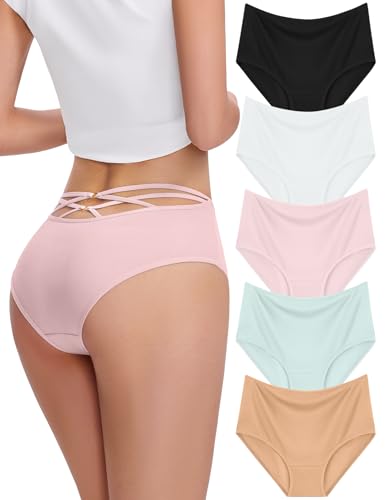 FallSweet 5er Pack Unterhosen Damen Stretch Slips Weich Hohe Taille Unterwäsche Frauen Panties (Multi1,XL) von FallSweet