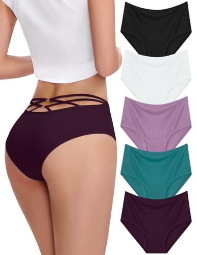 FallSweet 5er Pack Unterhosen Damen Stretch Slips Weich Hohe Taille Unterwäsche Frauen Panties (Multi2,XXL) von FallSweet