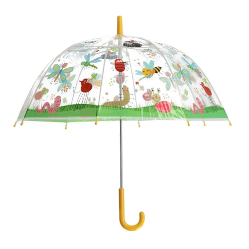 Fallen Fruits Esschert Design Kinder Regenschirm transparent Insekten Raupe gelber Griff Regen von Fallen Fruits