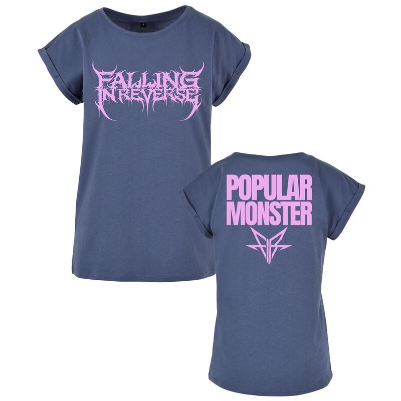 Falling In Reverse Popular Monster Text T-Shirt blau in XL von Falling In Reverse