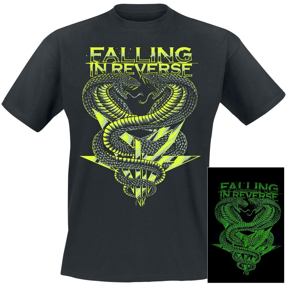 Falling In Reverse T-Shirt - Cobra - Glow In The Dark - S bis 5XL - für Männer - Größe 5XL - schwarz  - Lizenziertes Merchandise! von Falling In Reverse
