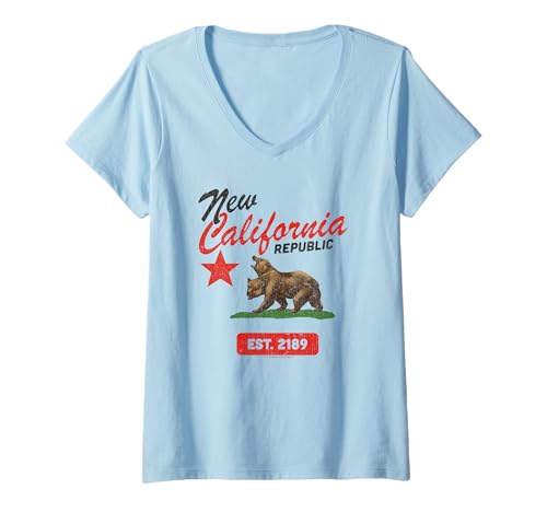 Damen Fallout New California Republic Flag Est 2189 Video Game T-Shirt mit V-Ausschnitt Damen Fallout New California Republic Flag Est 2189 Video Game T-Shirt mit V-Ausschnitt von Fallout Video Game