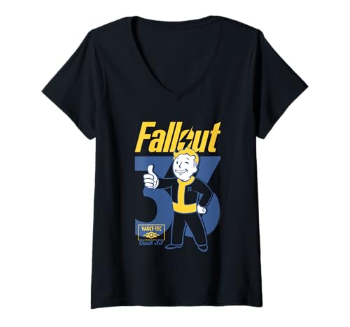 Damen Fallout TV Series 33 Vault Boy Pose T-Shirt mit V-Ausschnitt von Fallout