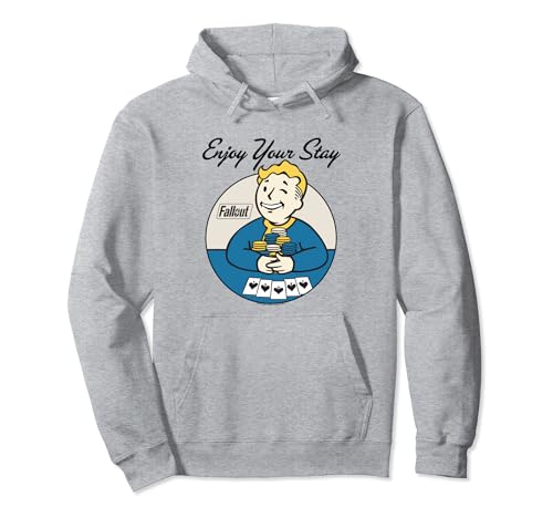 Fallout Video Game Vault Boy Genießen Sie Ihren Aufenthalt Pullover Hoodie von Fallout