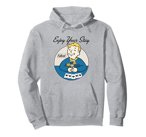 Fallout Video Game Vault Boy Genießen Sie Ihren Aufenthalt Pullover Hoodie von Fallout