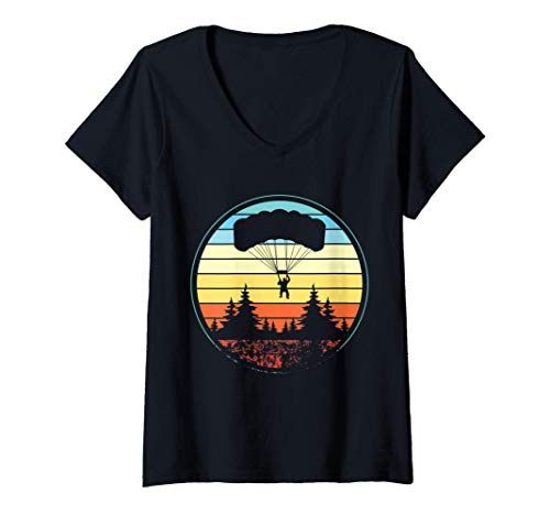 Damen Fallschirmspringen Vintage - Fallschirmspringer Geschenk T-Shirt mit V-Ausschnitt Damen Fallschirmspringen Vintage - Fallschirmspringer Geschenk T-Shirt mit V-Ausschnitt von Fallschirmspringen Geschenke