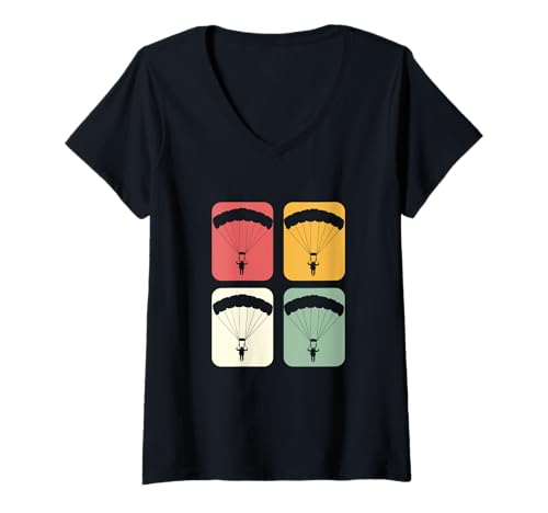Damen Fallschirmsprung Fallschirm Hobbyist T-Shirt mit V-Ausschnitt Damen Fallschirmsprung Fallschirm Hobbyist T-Shirt mit V-Ausschnitt von Fallschirmsprung Fallschirm