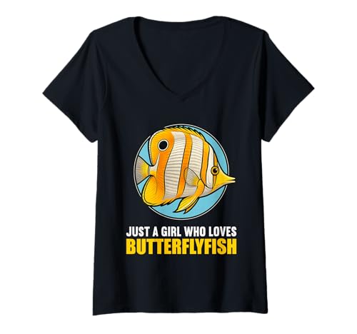 Damen Falterfische Falterfisch T-Shirt mit V-Ausschnitt Damen Falterfische Falterfisch T-Shirt mit V-Ausschnitt von Falterfische Falterfisch Tier Shop