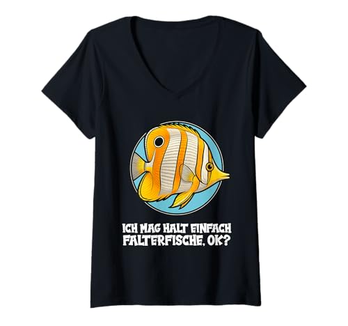Damen Falterfische Falterfisch T-Shirt mit V-Ausschnitt Damen Falterfische Falterfisch T-Shirt mit V-Ausschnitt von Falterfische Falterfisch Tier Shop