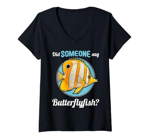 Damen Falterfische Falterfisch T-Shirt mit V-Ausschnitt Damen Falterfische Falterfisch T-Shirt mit V-Ausschnitt von Falterfische Falterfisch Tier Shop