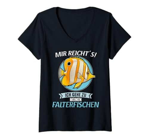Damen Falterfische Falterfisch T-Shirt mit V-Ausschnitt Damen Falterfische Falterfisch T-Shirt mit V-Ausschnitt von Falterfische Falterfisch Tier Shop