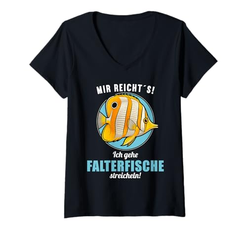 Damen Falterfische Falterfisch T-Shirt mit V-Ausschnitt Damen Falterfische Falterfisch T-Shirt mit V-Ausschnitt von Falterfische Falterfisch Tier Shop