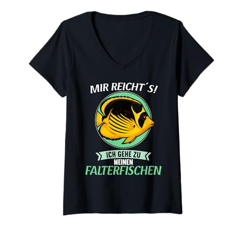Damen Falterfische Falterfisch T-Shirt mit V-Ausschnitt Damen Falterfische Falterfisch T-Shirt mit V-Ausschnitt von Falterfische Falterfisch Tier Shop