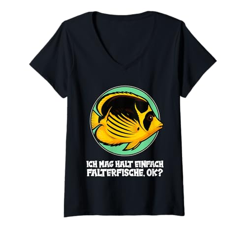 Damen Falterfische Falterfisch T-Shirt mit V-Ausschnitt Damen Falterfische Falterfisch T-Shirt mit V-Ausschnitt von Falterfische Falterfisch Tier Shop