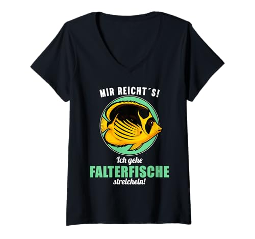 Damen Falterfische Falterfisch T-Shirt mit V-Ausschnitt Damen Falterfische Falterfisch T-Shirt mit V-Ausschnitt von Falterfische Falterfisch Tier Shop
