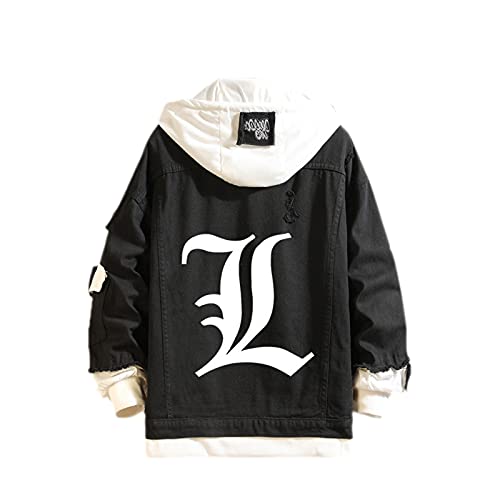 Famesale Unisex Death Note Hoodie Jacke Cosplay L·Lawliet Yagami Light Jeansjacke Anime Casual Sweatshirt Kostüm von Famesale