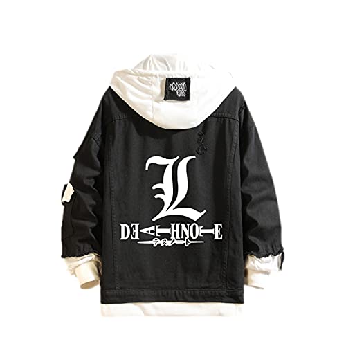 famesale Unisex Death Note Hoodie Jacke Cosplay L·Lawliet Yagami Light Jeansjacke Anime Casual Sweatshirt Kostüm von famesale