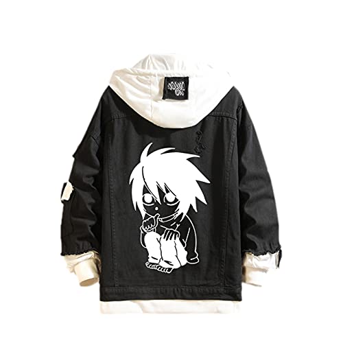 famesale Unisex Death Note Hoodie Jacke Cosplay L·Lawliet Yagami Light Jeansjacke Anime Casual Sweatshirt Kostüm von famesale