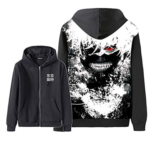 Famesale Unisex Tokyo Ghoul Ken Kaneki Cosplay Hoodies 3D-gedrucktes Langarm Reißverschluss Kapuzen Jacke Strick Jacke Sweatshirt von famesale