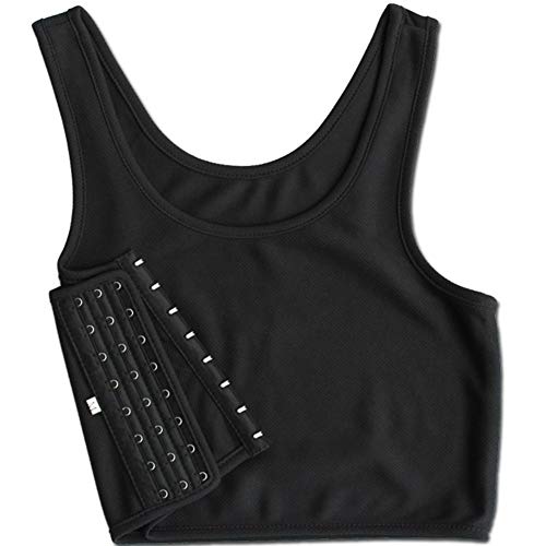 Damen Weste Top Sportbekleidung Korsett Träger Sport Tank BH Brust Slim Fit Binder für Lesben Tomboy, schwarz, Medium von Famiever