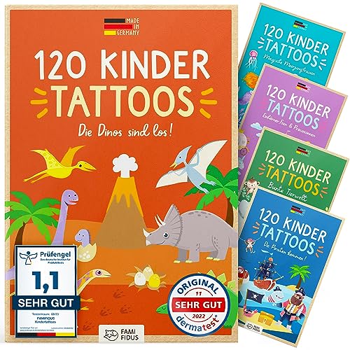 Famifidus 120 hautfreundliche Kinder Tattoos I I Dermatologisch SEHR GUT I Kindertattoos MADE IN GERMANY I Tattoo Kinder I Unsere Tattoos für Kinder von Famifidus