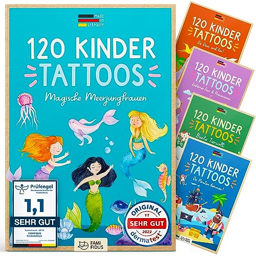 Famifidus 120 hautfreundliche Kinder Tattoos I I Dermatologisch SEHR GUT I Kindertattoos MADE IN GERMANY I Tattoo Kinder I Unsere Tattoos für Kinder von Famifidus