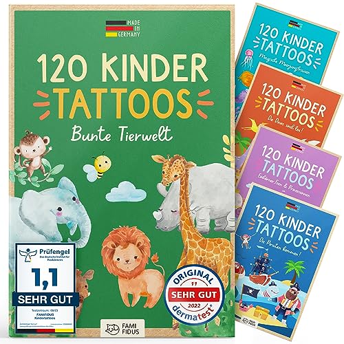 Famifidus 120 hautfreundliche Kinder Tattoos I I Dermatologisch SEHR GUT I Kindertattoos MADE IN GERMANY I Tattoo Kinder I Unsere Tattoos für Kinder Famifidus 120 hautfreundliche Kinder Tattoos I I Dermatologisch SEHR GUT I Kindertattoos MADE IN GERMANY I Tattoo Kinder I Unsere Tattoos für Kinder von Famifidus