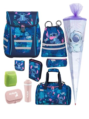 Familando Stitch Schulranzen Set für Mädchen 1. Klasse - mit Schultüte 85 cm, Sporttasche, Dose, Flasche - Ergonomisch, Leicht, Geräumig - 980 Gramm, 18 L Volumen - McNeill Teneris Schultasche von Familando