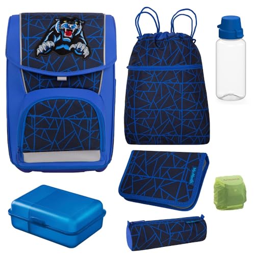 Familando McNeill Schulranzen 1. Klasse · ergonomischer Tornister · Basic WILD Panther Blau · Schultaschen-Set für Jungen und Mädchen von Familando