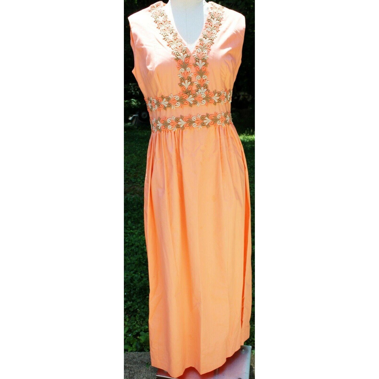 Vtg 1960Er Jahre Coral Sommer Kleid Damen Sz 12 Party Strand See Mantel Maxi Long von FamiliaCondori