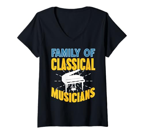 Damen Familie klassischer Musiker Klavier Humor T-Shirt mit V-Ausschnitt Damen Familie klassischer Musiker Klavier Humor T-Shirt mit V-Ausschnitt von Familiäre Klaviermusik Fans
