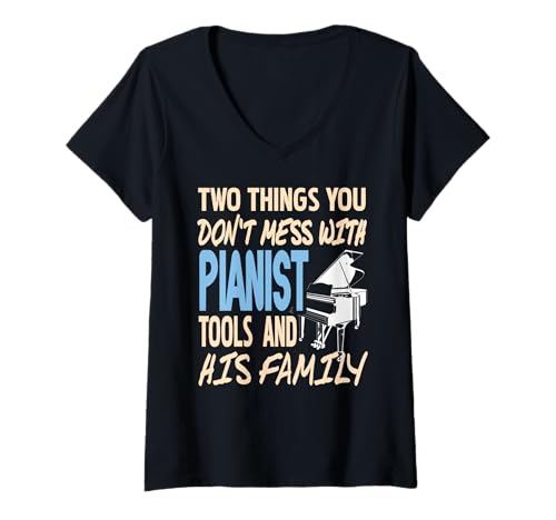 Damen Pianist Werkzeuge und Familie Humor Musik T-Shirt mit V-Ausschnitt Damen Pianist Werkzeuge und Familie Humor Musik T-Shirt mit V-Ausschnitt von Familiäre Musikliebe mit Witz