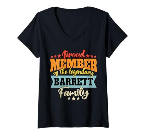 Damen Barrett Nachname Barrett T-Shirt mit V-Ausschnitt Damen Barrett Nachname Barrett T-Shirt mit V-Ausschnitt von Familie Barrett Herren Damen