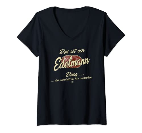 Damen Das ist ein Edelmann Ding - Lustiges Familie Edelmann T-Shirt mit V-Ausschnitt Damen Das ist ein Edelmann Ding - Lustiges Familie Edelmann T-Shirt mit V-Ausschnitt von Familie Edelmann Name Nachname Lustig Geschenk