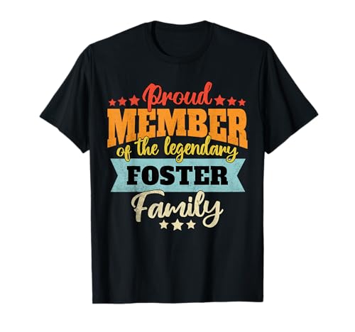 Familie Foster Herren Damen T-Shirt Schwarz Unisex Klein EU 16 Kurzarm Crew-Ausschnitt Klassisch Humorvolles Buchstabenmuster Alle von Familie Foster Herren Damen