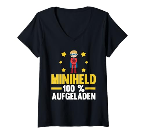 Damen Tochter Sohn Miniheld T-Shirt mit V-Ausschnitt Damen Tochter Sohn Miniheld T-Shirt mit V-Ausschnitt von Familie Gruppenmotive