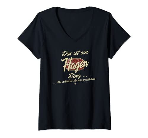 Damen Das ist ein Hagen Ding - Lustiges Familie Hagen T-Shirt mit V-Ausschnitt Damen Das ist ein Hagen Ding - Lustiges Familie Hagen T-Shirt mit V-Ausschnitt von Familie Hagen Name Nachname Lustig Geschenk