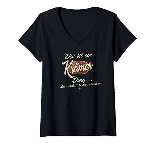 Damen Das ist ein Krämer Ding - Lustiges Familie Krämer T-Shirt mit V-Ausschnitt Damen Das ist ein Krämer Ding - Lustiges Familie Krämer T-Shirt mit V-Ausschnitt von Familie Krämer Name Nachname Lustig Geschenk