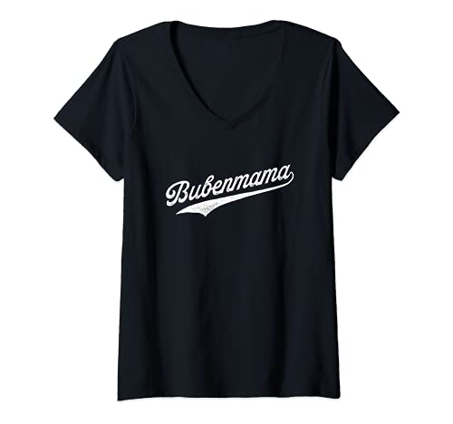 Damen Bubenmama - Buben Mama - Mama von Jungs - Söhne T-Shirt mit V-Ausschnitt von Familie Mama Papa Kinder