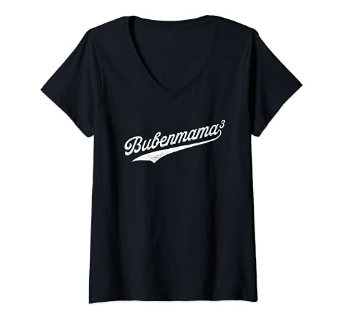 Damen Bubenmama - Buben Mama - Mama von drei Jungs - 3 Söhne T-Shirt mit V-Ausschnitt von Familie Mama Papa Kinder