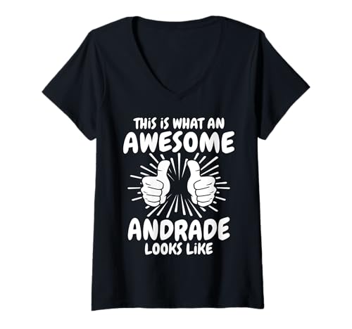 Damen Andrade Familienname Andrade Nachname Andrade T-Shirt mit V-Ausschnitt von Familie Name Andrade Sprüche Herren Damen
