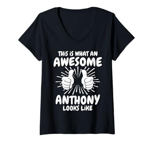 Damen Anthony Familienname Anthony Nachname Anthony T-Shirt mit V-Ausschnitt von Familie Name Anthony Sprüche Herren Damen