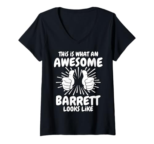 Damen Barrett Familienname Barrett Nachname Barrett T-Shirt mit V-Ausschnitt Damen Barrett Familienname Barrett Nachname Barrett T-Shirt mit V-Ausschnitt von Familie Name Barrett Sprüche Herren Damen