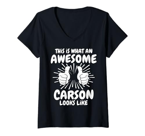 Damen Carson Familienname Carson Nachname Carson T-Shirt mit V-Ausschnitt von Familie Name Carson Sprüche Herren Damen