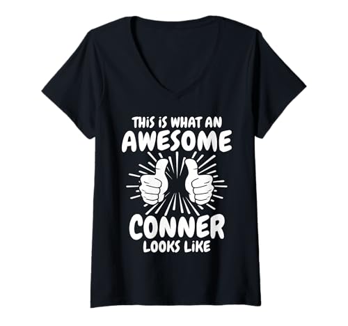 Damen Conner Familienname Conner Nachname Conner T-Shirt mit V-Ausschnitt von Familie Name Conner Sprüche Herren Damen